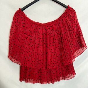 Eloquii BNWT Plus Size- Red Polka Dot- Pleated Off-Shoulder Blouse- Size 24W